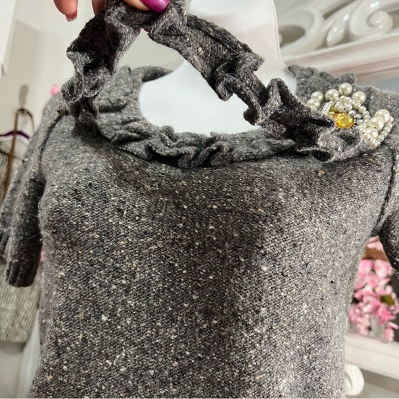SONIA by Sonia Rykiel Gray Wool & Mohair Knit Top - Small P (Excellent Cond) - Picture 7 of 11